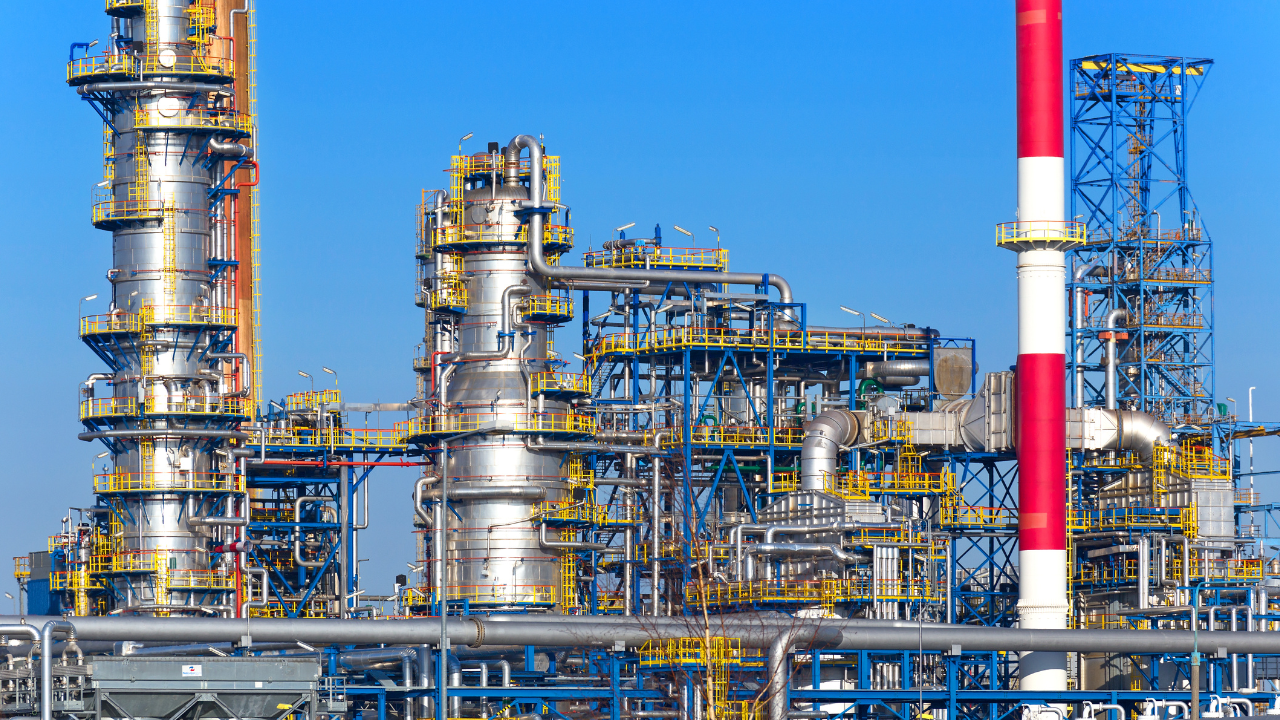 Stainless steel tube connectors in use at an oil refinery