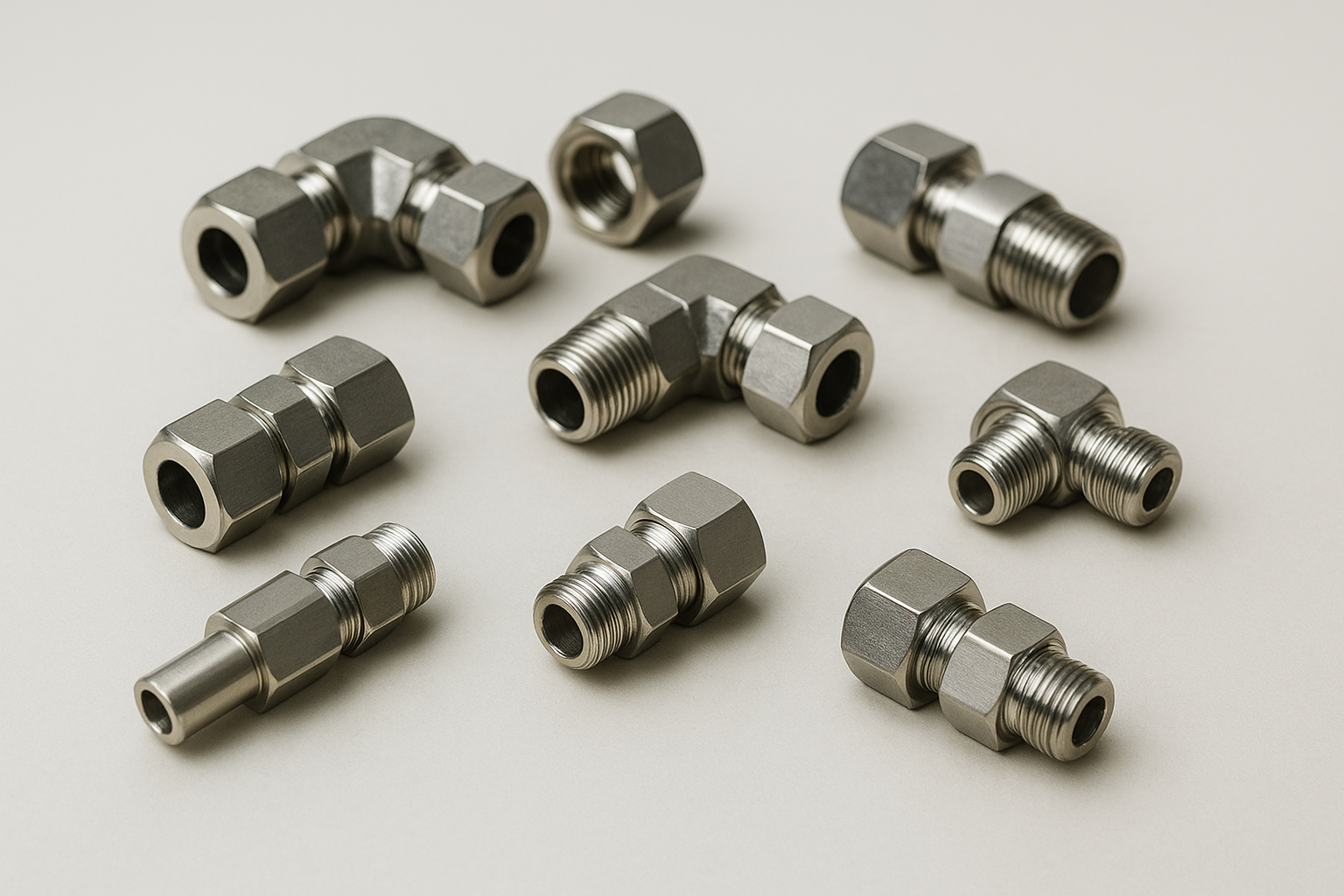 Stainless steel tube fittings manufactured in Mumbai by ADK Engineering for industrial applications